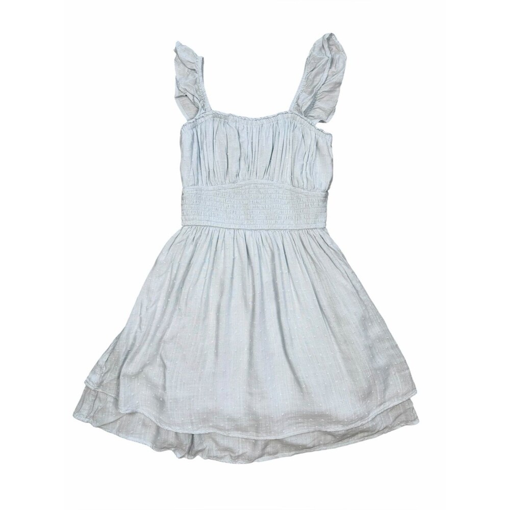 Hollister Light Blue Swiss Dot Smocked Dress Romper Size Small